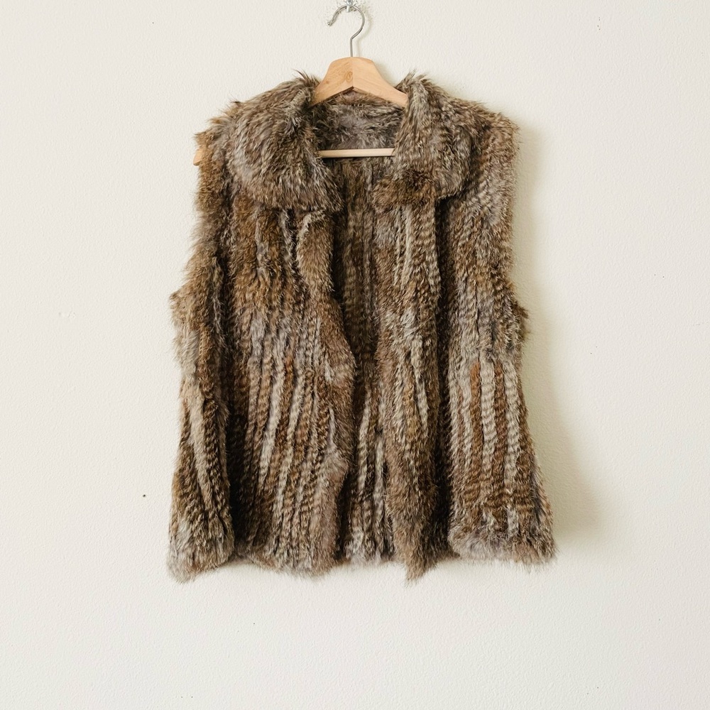 Bagatelle MEDIUM 100% rabbit fur natural brown open vest